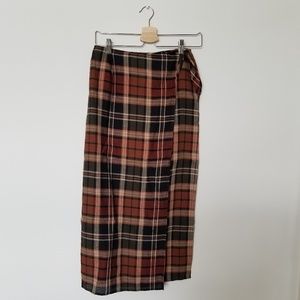 Ralph lauren High Waisted Plaid Linen Wrap Skirt
